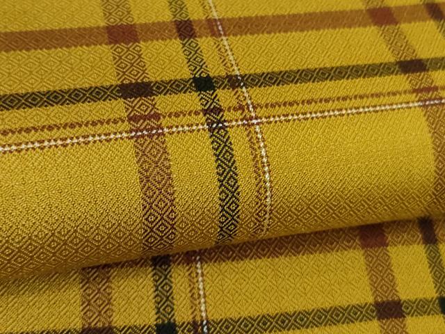 平和屋本店●極上 本場黄八丈 まるまなこ 紬 格子 逸品 DZAB3757kh6