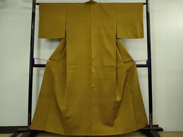 平和屋本店●極上 山下八百子 本場黄八丈 紬 市松綾織 逸品 DZAB3758kh6