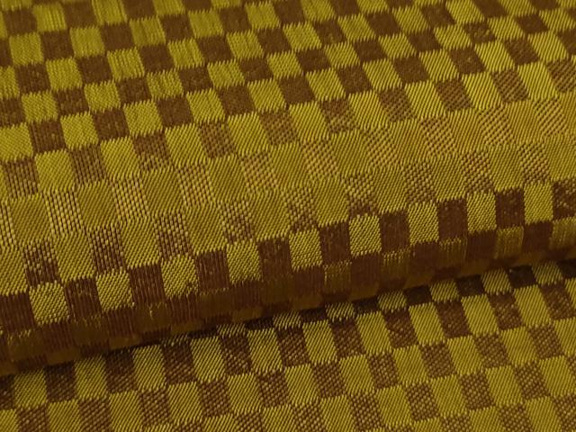 平和屋本店●極上 山下八百子 本場黄八丈 紬 市松綾織 逸品 DZAB3758kh6