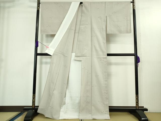 平和屋本店*極上 夏物 伝統工芸品 明石ちぢみ 枝蕾 桜鼠色地 証紙付き 逸品 未使用 DZAB3772kh6