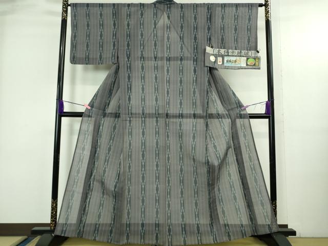 平和屋着物*極上 夏物 本場琉球絣 夏琉球 南風上布 手おり 大城哲作 源氏鼠色地 大城織物謹製 証紙付き 逸品 DZAB3791kh6