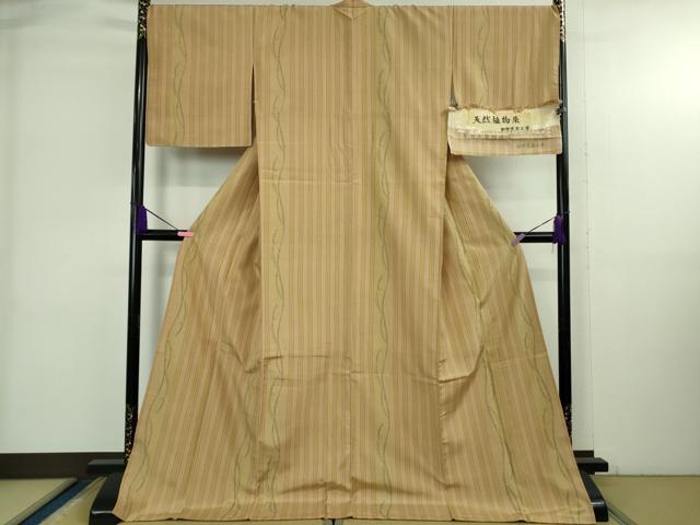 平和屋着物●極上 結城紬 奥順謹製 はたおり娘 天然植物染 100亀甲 飛び亀甲柄 田中茂梨工房謹製 やまと誂製 証紙付き 逸品 DZAB3798kh6