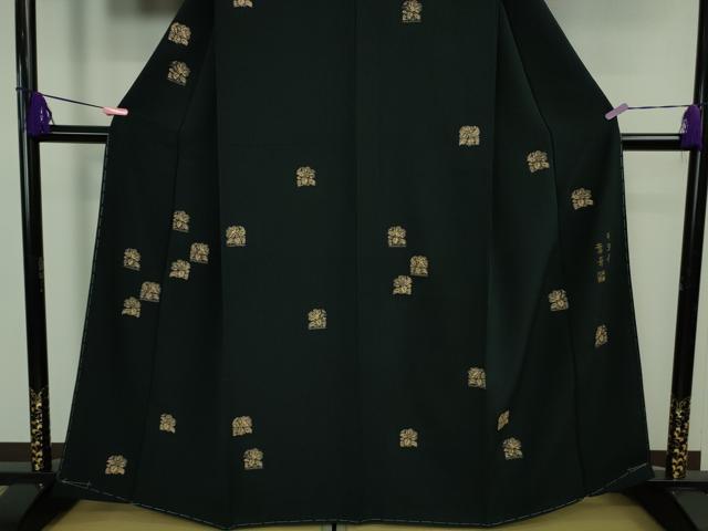 平和屋着物●極上 印傳 小紋 葉葦工房謹製 草葉文 百入茶色地 逸品 未使用 DZAB3799kh6