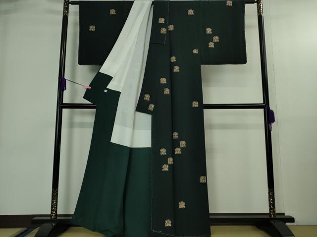 平和屋着物●極上 印傳 小紋 葉葦工房謹製 草葉文 百入茶色地 逸品 未使用 DZAB3799kh6