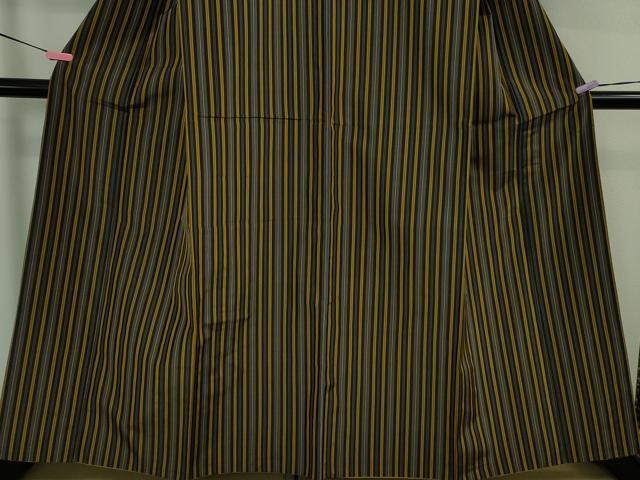 平和屋本店●極上 本場黄八丈 黒八丈 紬 平織 縞 逸品 DZAB3802kh6