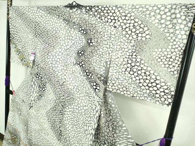 平和屋本店●極上 訪問着 東雲絞り 相良刺繍 流水花文 暈し染め 金糸 銀通し地 ロング丈 逸品 未使用 DZAB3811kh6