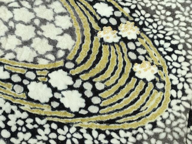 平和屋本店●極上 訪問着 東雲絞り 相良刺繍 流水花文 暈し染め 金糸 銀通し地 ロング丈 逸品 未使用 DZAB3811kh6