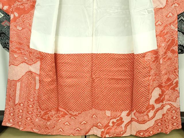 平和屋本店●極上 振袖 絞り 名物裂草花文 金銀彩 黒地 逸品 DZAB3818kh6