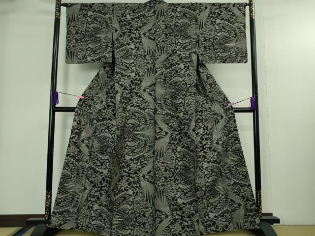 平和屋本店▽極上 本場大島紬 単衣 12マルキ 草葉花文 ますいわ屋扱い 逸品 DZAB3825kh6