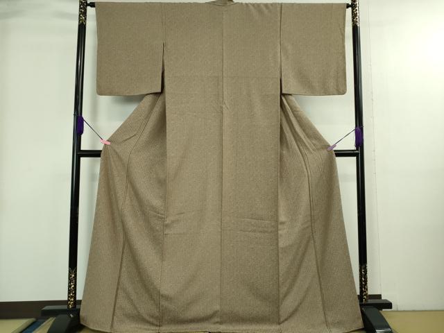 平和屋着物●極上 澤屋重兵衛 お召 文字文 柴染色地 証紙付き 逸品 未使用 DZAB3835kh6