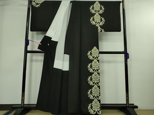 平和屋本店●極上 訪問着 正倉院花文 黒地 逸品 DZAB3836kh6