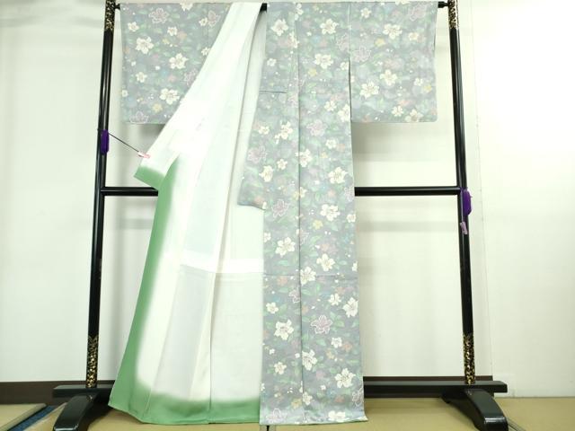 平和屋着物●極上 小紋 地紋起こし 草花文 淡藤色地 逸品 未使用 DZAB3838kh6