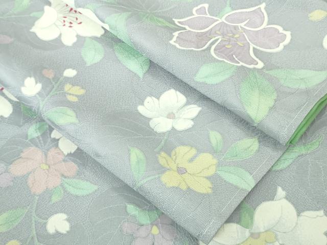 平和屋着物●極上 小紋 地紋起こし 草花文 淡藤色地 逸品 未使用 DZAB3838kh6