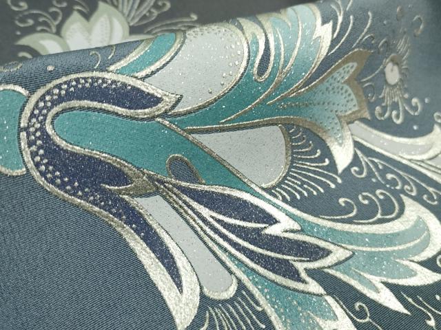 平和屋本店●極上 金彩友禅 卓越技能者・名工・和田光正 光正高蒔絵 訪問着 洋花文 黒紅色地 暈し染め 金銀彩 逸品 DZAB3840kh6