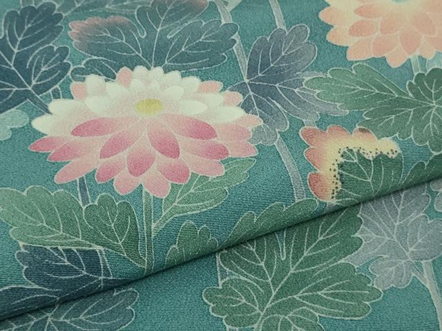 平和屋着物●極上 十日町友禅作家 阿部佳雪 訪問着 枝花文 新橋色地 逸品 DZAB3841kh6