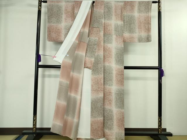 平和屋着物▽極上 小紋 単衣 花唐草文 暈し染め 逸品 DZAB3851kh6