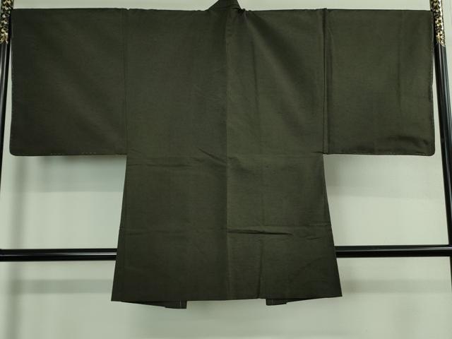 平和屋着物∞極上 男性 長羽織 紬地 黒緑色地 逸品 未使用 DZAB3854kh6