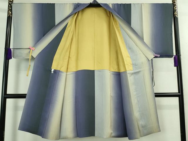 平和屋着物∞極上 道中着 ロング丈 よろけ縞地紋 暈し染め 逸品 未使用 DZAB3860kh6