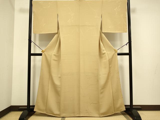 平和屋着物●極上 色無地 枝葉地紋 杏色 やまと誂製 逸品 未使用 DZAB3872kh6