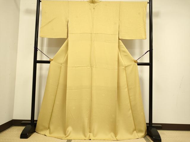平和屋着物●極上 色無地 菊地紋 飴色 逸品 DZAB3875kh6