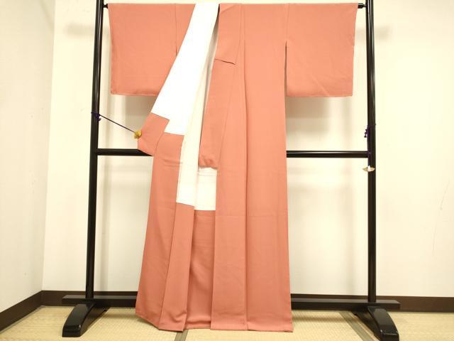 平和屋着物●極上 色無地 紅樺色 逸品 未使用 DZAB3878kh6