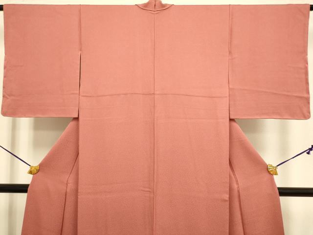 平和屋着物●極上 色無地 霞地紋 濃い銀朱色 逸品 未使用 DZAB3879kh6