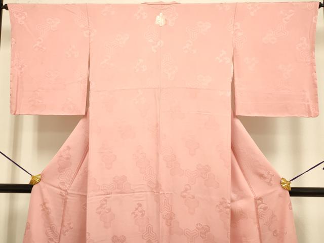 平和屋着物●極上 色無地 松竹梅 毘沙門亀甲地紋 薄紅色 逸品 未使用 DZAB3881kh6