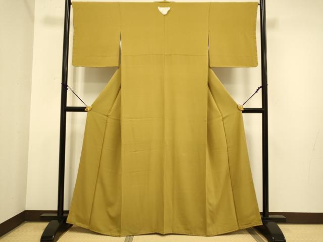 平和屋着物●極上 色無地 濃い黄朽葉色 逸品 未使用 DZAB3890kh6