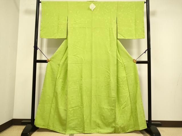 平和屋着物●極上 色無地 菱天井花地紋 青丹色 逸品 未使用 DZAB3898kh6
