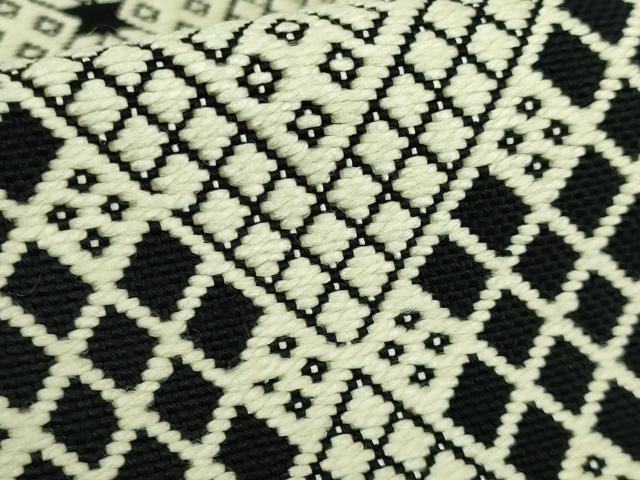 平和屋本店●極上 八寸名古屋帯 こぎん刺し 菱 黒地 逸品 DZAB3911kh6
