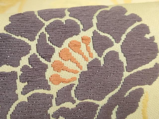 平和屋本店●極上 俵屋 人間国宝 喜多川平朗 有職織物 六通柄袋帯 唐織 花唐草 逸品 DZAB3915kh6
