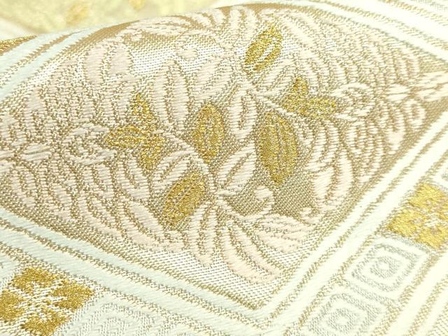 平和屋着物●極上 西陣 河合美術織物謹製 六通柄袋帯 唐織 格天井菱文 金糸 逸品 DZAB3917kh6