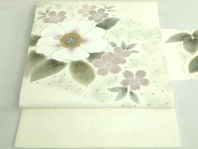 平和屋着物●希少 清次郎 手描き 九寸名古屋帯 舞花文 金彩 逸品 DZAB3929kh6