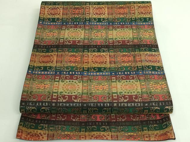 平和屋本店●極上 洛風林 工芸帯地 全通柄袋帯 抽象文様 逸品 DZAB3948kh6