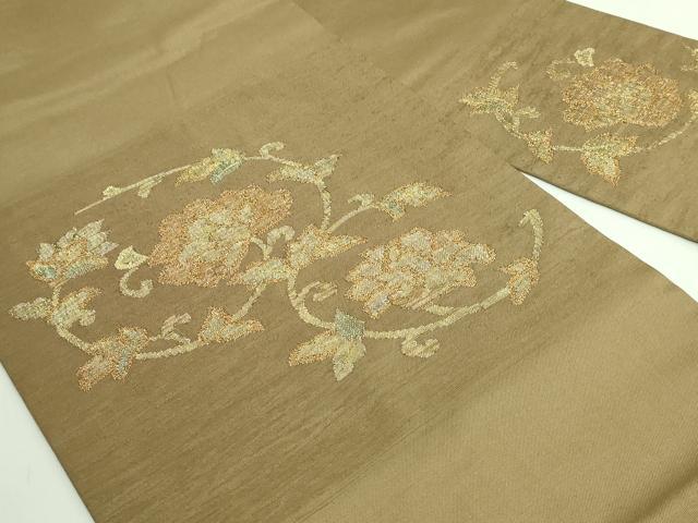 平和屋着物●極上 九寸名古屋帯 更紗花文 金糸 ゑり善扱い 逸品 DZAB3960kh6