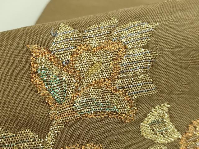 平和屋着物●極上 九寸名古屋帯 更紗花文 金糸 ゑり善扱い 逸品 DZAB3960kh6
