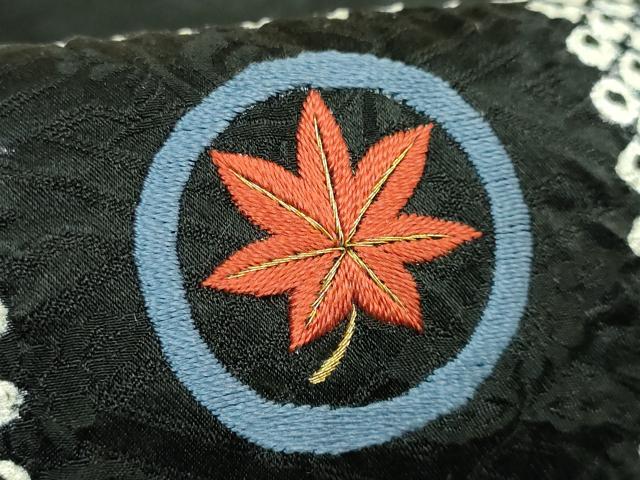 平和屋着物●極上 九寸名古屋帯 刺繍 絞り 市松花文 黒地 逸品 DZAB3969kh6