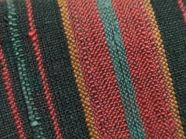 平和屋本店●極上 男性 浦野理一 経節紬 角帯 縞 黒地 逸品 DZAB3979kh6