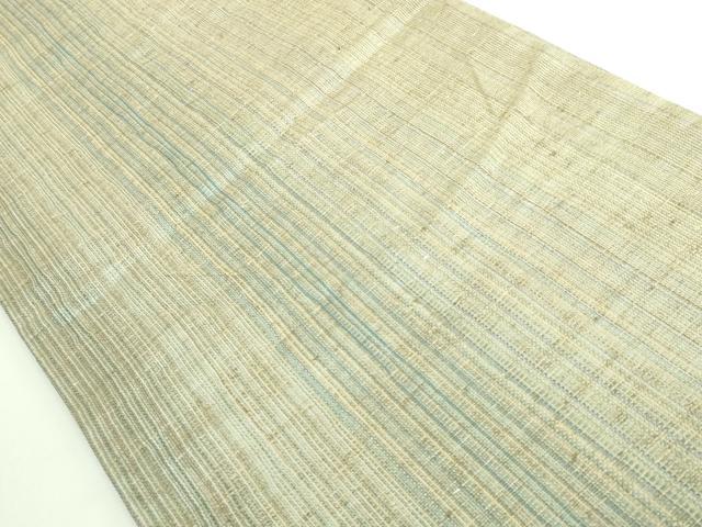 平和屋着物●極上 両面 全通柄袋帯 奄美大島 押山氏作 手織り 縞 自然布 たとう紙付き 逸品 DZAB3984kh6
