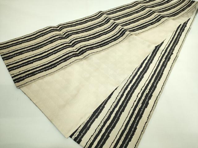 平和屋着物●極上 西陣 長嶋成織物 ながしま帯 六寸帯 縞 逸品 DZAB3995kh6