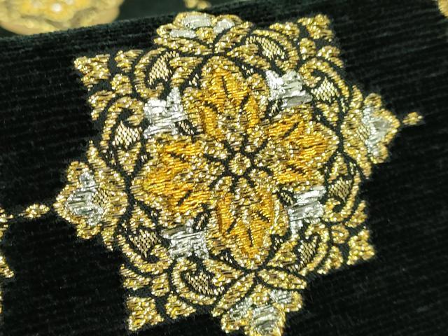 平和屋着物●極上 西陣 六通柄袋帯 ビロード 花菱文 レース 金銀糸 逸品 DZAB3998kh6