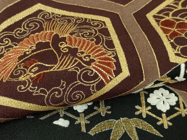 平和屋本店●極上 創業460年・千總 黒留袖 駒刺繍 亀甲宝尽くし鶴花文 金彩 高島屋扱い 逸品 DZAB4005kh6