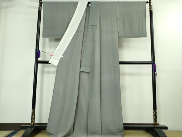 平和屋着物▽極上 伝統工芸士 保科土山 江戸小紋 単衣 毛万筋 藍鉄色×灰青色 反端付き 逸品 DZAB4009kh6
