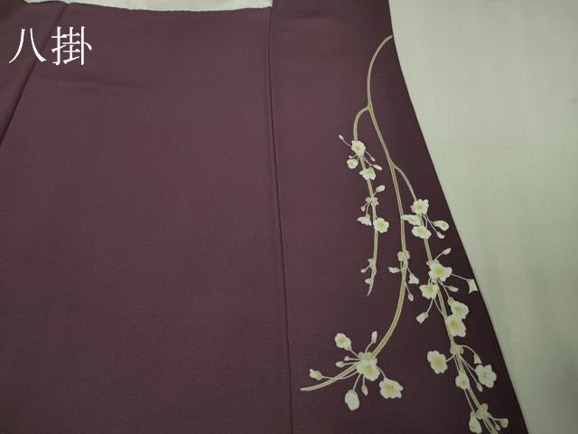 平和屋本店●極上 本加賀友禅作家 由水煌人 訪問着 枝花文 桑の実色地 逸品 DZAB4012kh6