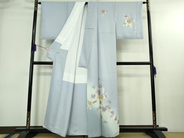 平和屋本店●極上 金彩友禅 卓越技能者・名工・和田光正 訪問着 葡萄蔦の葉 淡藤色地 暈し染め 金銀彩 逸品 DZAB4018kh6