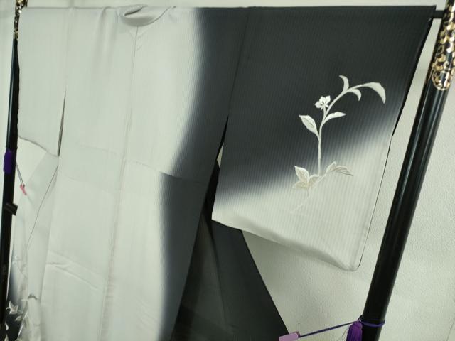 平和屋本店*極上 夏物 訪問着 総手刺繍 縞紋紗 花唐草文 暈し染め 金糸 逸品 DZAB4033kh6