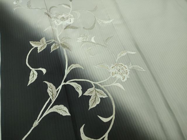 平和屋本店*極上 夏物 訪問着 総手刺繍 縞紋紗 花唐草文 暈し染め 金糸 逸品 DZAB4033kh6