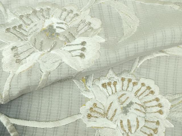 平和屋本店*極上 夏物 訪問着 総手刺繍 縞紋紗 花唐草文 暈し染め 金糸 逸品 DZAB4033kh6
