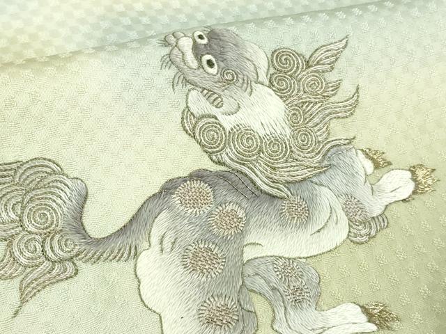 平和屋本店●極上 中国人間国宝 将雪英 訪問着 総刺繍 唐獅子 暈し染め 金銀糸 逸品 DZAB4044kh6