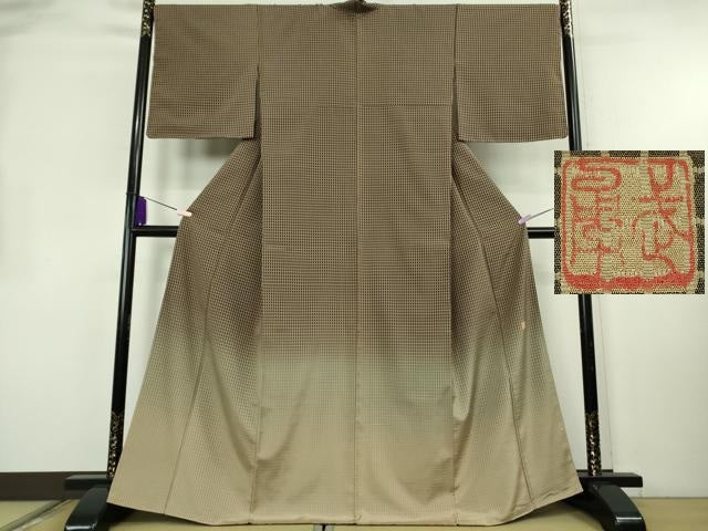 平和屋本店●極上 伝統工芸士 曽根武勇 訪問着 お召地 吉野間道 逸品 DZAB4045kh6